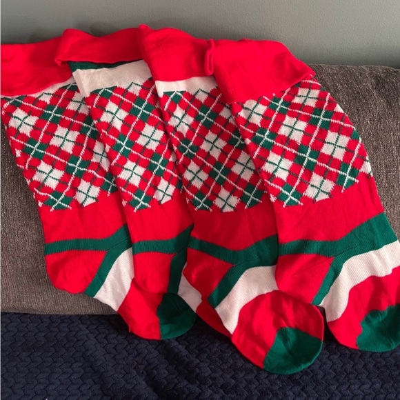 Other - 4 Vintage 4ft Huge Hanging Knitted Plaid Stockings